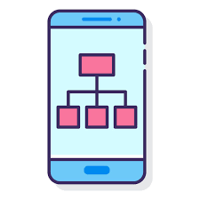 Ilustración de un celular con un mapa de navegación