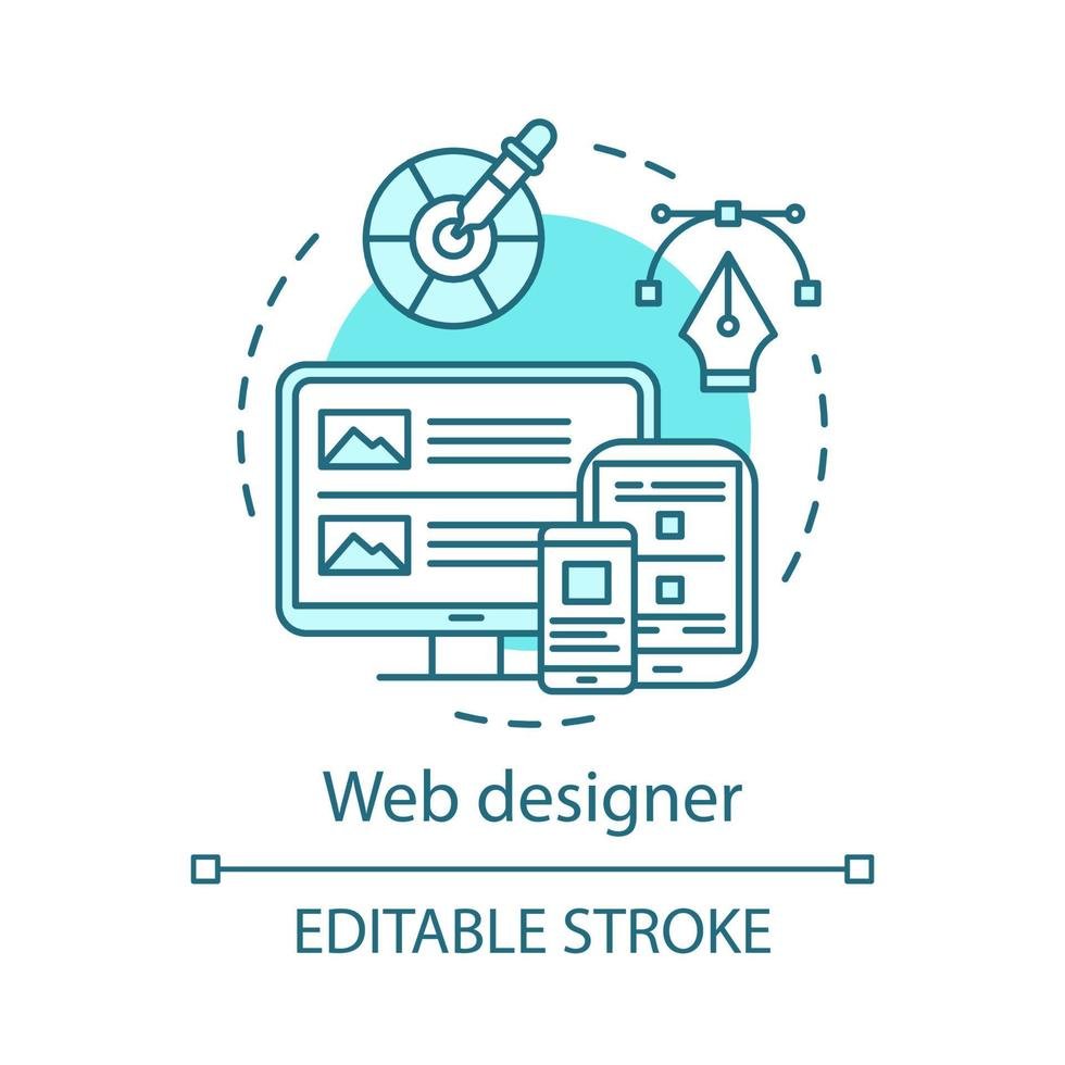 Ilustración de un diseñador web con distintos dispositivos
